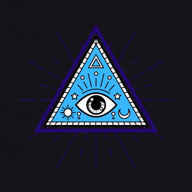 All Seeing eye - Blue with Black Eye by Just In Tee Shirts